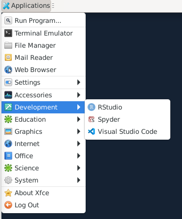 RStudio menu